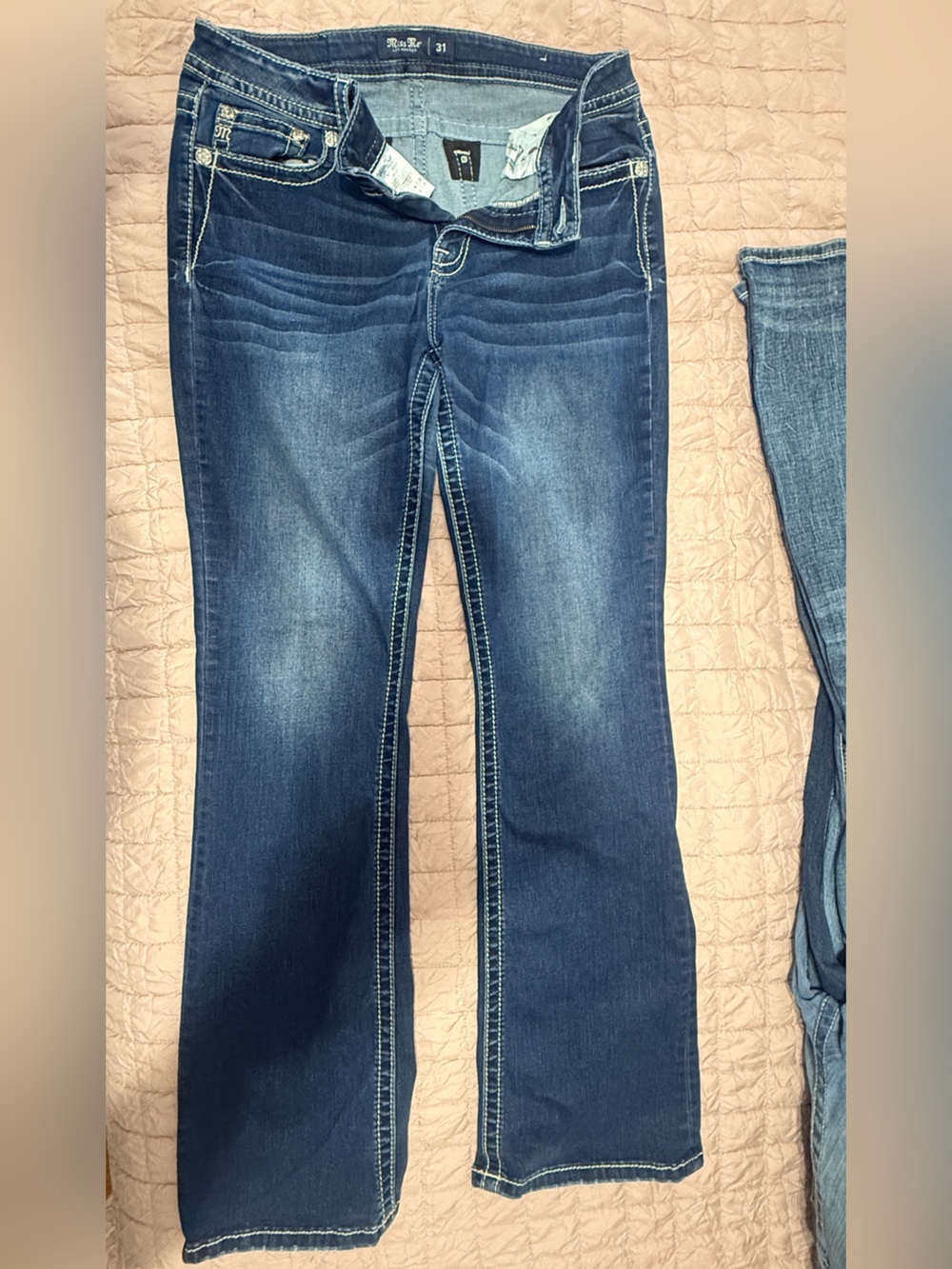 Miss Me Blue Bootcut Jeans with Contrast Stitching